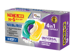 Засіб для прання у вигляді капсул "Wash&Free" жасмин та лаванда з марсельським милом 30+5 шт